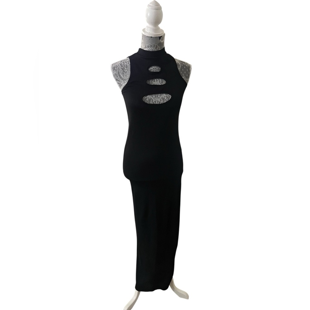 Fashion Nova Analise Seamless Black Cutout Bodycon Maxi Dress Size M/L NWT - Picture 4 of 6